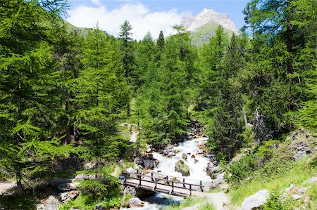 simsearch:400-05716719,k - Bardonecchia area, Piemonte Region, Italian Alps. Bridge on the river in Alpine forest. Stock Photo - Budget Royalty-Free & Subscription, Code: 400-06520261