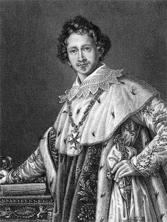simsearch:400-06456570,k - Ludwig I of Bavaria (1786-1868) on engraving from 1859. German king of Bavaria during1825-1848. Engraved by C.Barth and published in Meyers Konversations-Lexikon, Germany,1859. Stock Photo - Budget Royalty-Free & Subscription, Code: 400-06520288