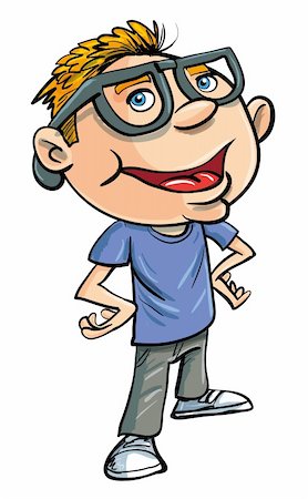 simsearch:400-06179023,k - Stereotypical cartoon nerd with geeky glasses and a brash know it all attitude, an obsessive brainy social misfit Photographie de stock - Aubaine LD & Abonnement, Code: 400-06520583