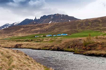 River, village and mountains in the northern part of Iceland Stock Photo - Budget Royalty-Free & Subscription, Code: 400-06520664