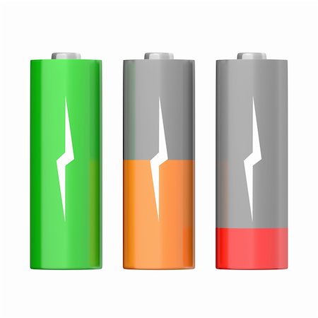 Set of batteries with different charging levels, isolated on white background Stock Photo - Budget Royalty-Free & Subscription, Code: 400-06520741