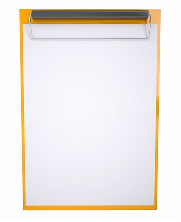 simsearch:400-08132580,k - Orange clipboard. Isolated render on a white background Stock Photo - Budget Royalty-Free & Subscription, Code: 400-06520912