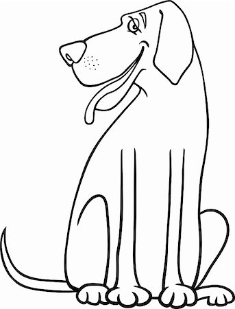 sitting colouring cartoon - Black and White Cartoon Illustration of Funny Great Dane Dog for Coloring Book or Coloring Page Stock Photo - Budget Royalty-Free & Subscription, Code: 400-06520955