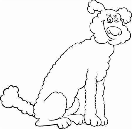 sitting colouring cartoon - Black and White Cartoon Illustration of Cute Poodle Dog for Coloring Book or Coloring Page Stock Photo - Budget Royalty-Free & Subscription, Code: 400-06520975
