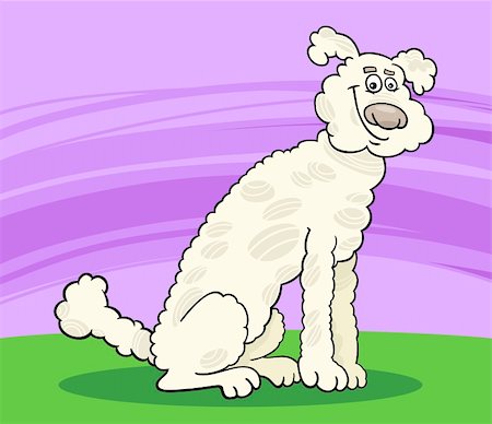 simsearch:400-06429559,k - Cartoon Illustration of Cute White or Beige Poodle Dog against Landscape Photographie de stock - Aubaine LD & Abonnement, Code: 400-06520971