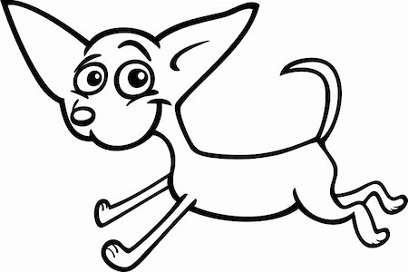 simsearch:400-06520988,k - Cartoon Illustration of Funny Purebred Running Chihuahua Dog for Coloring Book or Coloring Page Photographie de stock - Aubaine LD & Abonnement, Code: 400-06520984