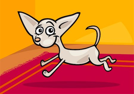 simsearch:400-06520988,k - Cartoon Illustration of Funny Purebred Running Chihuahua Dog on the Carpet in Room at Home Photographie de stock - Aubaine LD & Abonnement, Code: 400-06520982