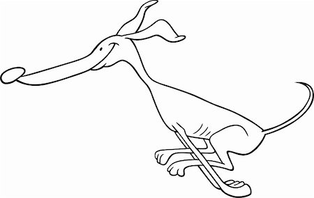 simsearch:400-04330222,k - Cartoon Illustration of Funny Purebred Running Greyhound Dog for Coloring Book or Coloring Page Stock Photo - Budget Royalty-Free & Subscription, Code: 400-06520993