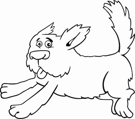 simsearch:400-06520988,k - Cartoon Illustration of Funny Running Shaggy Dog for Coloring Book or Coloring Page Photographie de stock - Aubaine LD & Abonnement, Code: 400-06521006