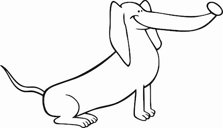 simsearch:400-06520988,k - Black and White Cartoon Illustration of Funny Sitting Dachshund Dog for Coloring Book or Coloring Page Photographie de stock - Aubaine LD & Abonnement, Code: 400-06521013