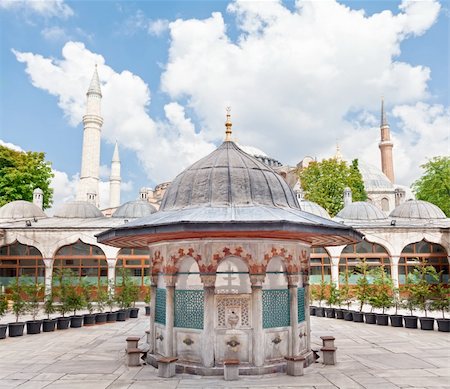 Sokollu Mehmet Pasha Camii and Hagia Sophia mosques.  Is a composition Stock Photo - Budget Royalty-Free & Subscription, Code: 400-06521287