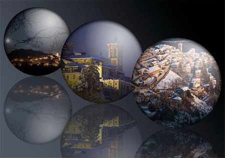 spheres in landmarks - Landscapes in the spheres for Christmas Stock Photo - Budget Royalty-Free & Subscription, Code: 400-06521527