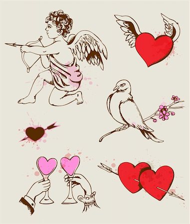 simsearch:400-08347146,k - Vector vintage hand drawn Valentine's design elements Stock Photo - Budget Royalty-Free & Subscription, Code: 400-06521684