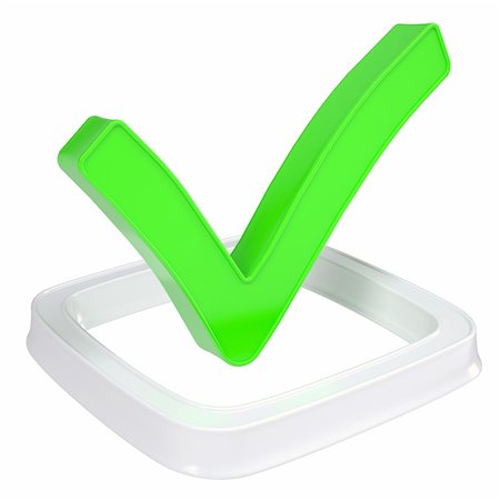 simsearch:400-07835449,k - The green check mark in the checkbox. Isolated render on a white background Photographie de stock - Aubaine LD & Abonnement, Code: 400-06521810