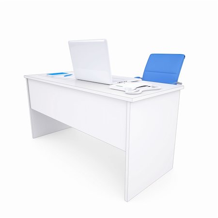 simsearch:400-04386602,k - Office workplace. Isolated render on a white background Stockbilder - Microstock & Abonnement, Bildnummer: 400-06521876