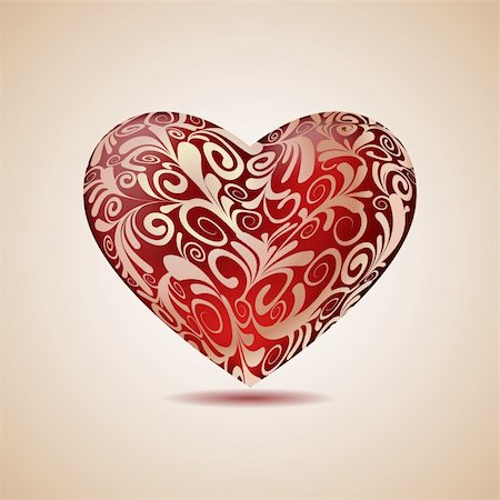 Big Red Floral Heart , Vector Illustration Foto de stock - Super Valor sin royalties y Suscripción, Código: 400-06522356
