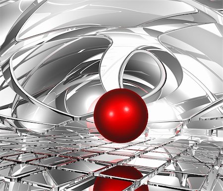 abstract futuristic background with red ball - 3d illustration Stock Photo - Budget Royalty-Free & Subscription, Code: 400-06522409