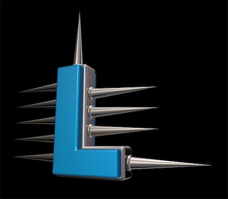 simsearch:400-06522459,k - letter l with metal prickles on black background - 3d illustration Stock Photo - Budget Royalty-Free & Subscription, Code: 400-06522435