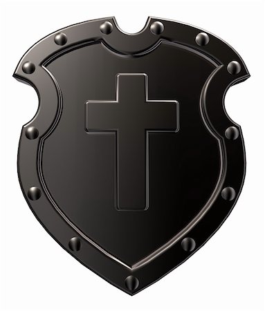 simsearch:400-06087640,k - metal shield with christian cross  on white background - 3d illustration Stock Photo - Budget Royalty-Free & Subscription, Code: 400-06522465