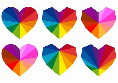 simsearch:400-08403591,k - colorful hearts with geometric pattern, vector set Stock Photo - Budget Royalty-Free & Subscription, Code: 400-06522701