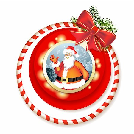 simsearch:400-06514635,k - Santa and Christmas bow with pine tree Photographie de stock - Aubaine LD & Abonnement, Code: 400-06522875