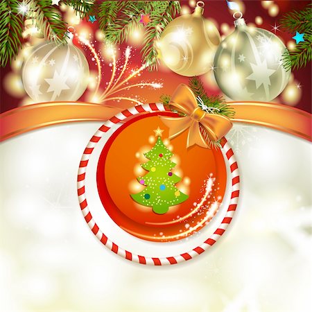 simsearch:400-06514635,k - Christmas pine tree with ball Photographie de stock - Aubaine LD & Abonnement, Code: 400-06522885