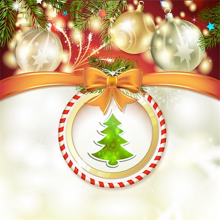 simsearch:400-06514635,k - Christmas pine tree with ball Photographie de stock - Aubaine LD & Abonnement, Code: 400-06522886
