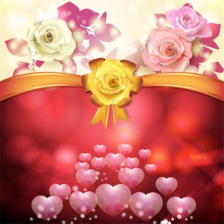 Valentine's day card with hearts and roses Stock Photo - Budget Royalty-Free & Subscription, Code: 400-06522969