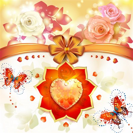 red heart vector - Valentine's day card with hearts and roses Photographie de stock - Aubaine LD & Abonnement, Code: 400-06522979