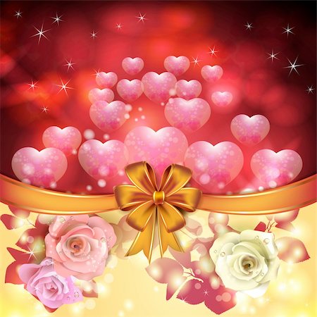 Valentine's day card with hearts and roses Stock Photo - Budget Royalty-Free & Subscription, Code: 400-06522971