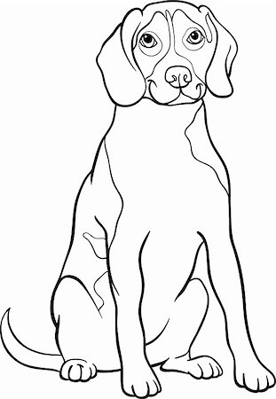 sitting colouring cartoon - Black and White Cartoon Illustration of Cute Beagle Dog or Puppy for Coloring Book Stock Photo - Budget Royalty-Free & Subscription, Code: 400-06522995