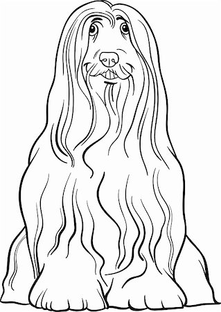 sitting colouring cartoon - Black and White Cartoon Illustration of Cute Bearded Collie Purebred Dog for Coloring Book Stock Photo - Budget Royalty-Free & Subscription, Code: 400-06522998