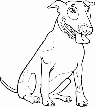 sitting colouring cartoon - Black and White Cartoon Illustration of Funny Spotted Bull Terrier Dog for Coloring Book Stock Photo - Budget Royalty-Free & Subscription, Code: 400-06523001