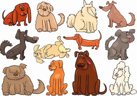 simsearch:400-07485347,k - Cartoon Illustration of Funny Different Dogs or Puppies Set Fotografie stock - Microstock e Abbonamento, Codice: 400-06523019