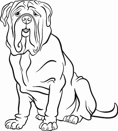 sitting colouring cartoon - Black and White Cartoon Illustration of Cute Neapolitan Mastiff Purebred Dog for Coloring Book Stock Photo - Budget Royalty-Free & Subscription, Code: 400-06523037