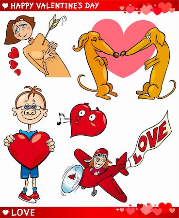 simsearch:400-06523060,k - Cartoon Illustration of Cute Valentine's Day and Love Themes Collection Set Stock Photo - Budget Royalty-Free & Subscription, Code: 400-06523055