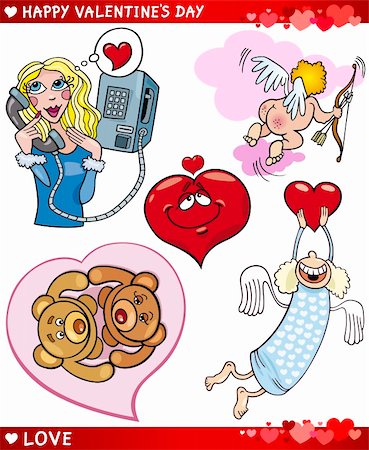 simsearch:400-06523060,k - Cartoon Illustration of Cute Valentines Day and Love Themes Collection Set Stock Photo - Budget Royalty-Free & Subscription, Code: 400-06523056