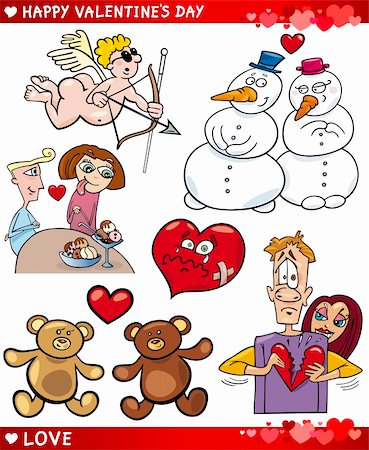 simsearch:400-06523060,k - Cartoon Illustration of Cute Valentines Day and Love Themes Collection Set Stock Photo - Budget Royalty-Free & Subscription, Code: 400-06523057