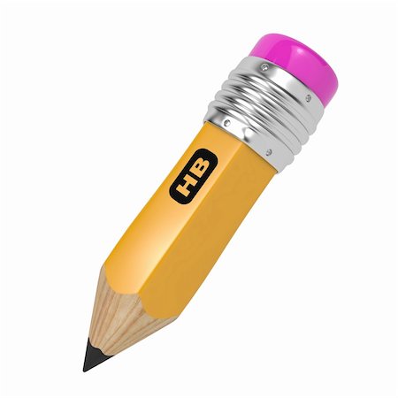 simsearch:400-06388011,k - Pencil of Yellow Color with Rubber on the End. Isolated on White. Stock Photo - Budget Royalty-Free & Subscription, Code: 400-06523153