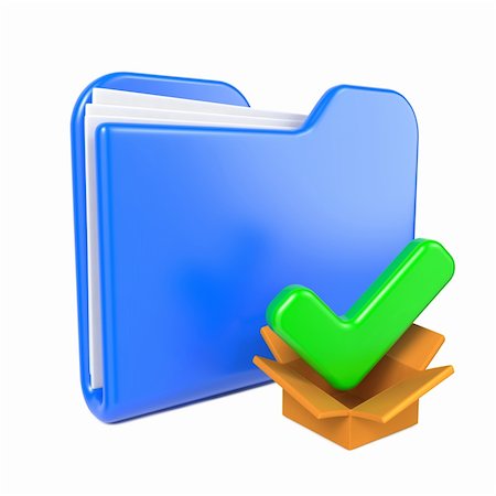 Blue Folder with Green Check Mark. Isolated on White. Foto de stock - Super Valor sin royalties y Suscripción, Código: 400-06523179