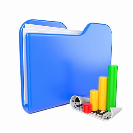 simsearch:400-06952963,k - Blue Folder with Infograph Icon. Isolated on White. Stock Photo - Budget Royalty-Free & Subscription, Code: 400-06523181