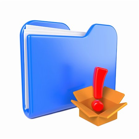 red and blue folder icon - Blue Folder with Red Exclamation Sign. Isolated on White. Stock Photo - Budget Royalty-Free & Subscription, Code: 400-06523182