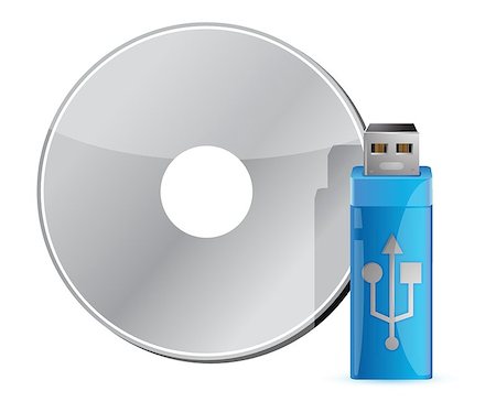 simsearch:400-04730368,k - USB stick on CD stack against white background Photographie de stock - Aubaine LD & Abonnement, Code: 400-06523602
