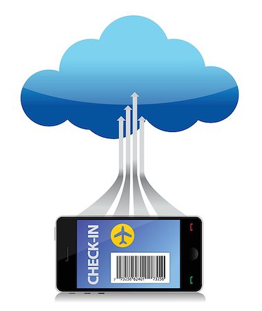 finding flight using a smartphone connected to a cloud. Illustration Stock Photo - Budget Royalty-Free & Subscription, Code: 400-06523746