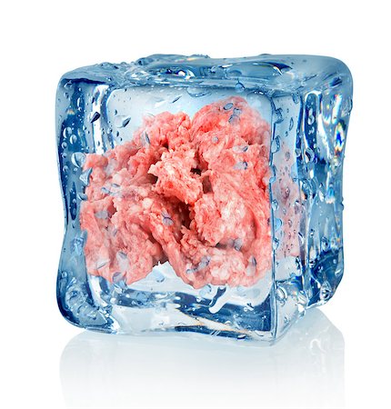 frozen glass nobody - Ice cube and minced meat isolated on a white background Stock Photo - Budget Royalty-Free & Subscription, Code: 400-06530009