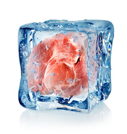 Ice cube and pork isolated on a white background Stock Photo - Budget Royalty-Free & Subscription, Code: 400-06530018