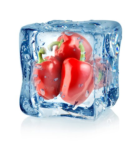 frozen vegetables - Ice cube and red peppers isolated on a white background Stock Photo - Budget Royalty-Free & Subscription, Code: 400-06530022