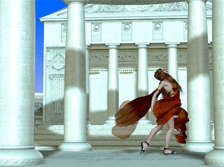 A Roman palace erupts with laughter and gaiety as a young girl runs among the columns. Stock Photo - Budget Royalty-Free & Subscription, Code: 400-06530052