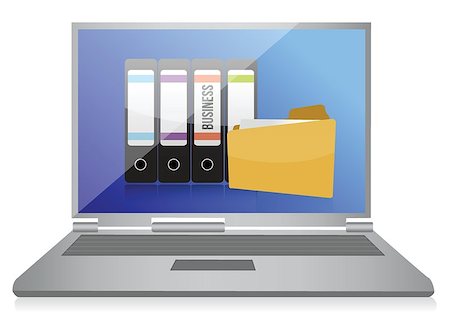 data security screens - Laptop with folders illustration design over a white background Stock Photo - Budget Royalty-Free & Subscription, Code: 400-06530664