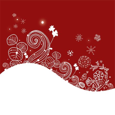 simsearch:400-06694586,k - Graphic floral winter background with white and burgundy background Foto de stock - Super Valor sin royalties y Suscripción, Código: 400-06530852